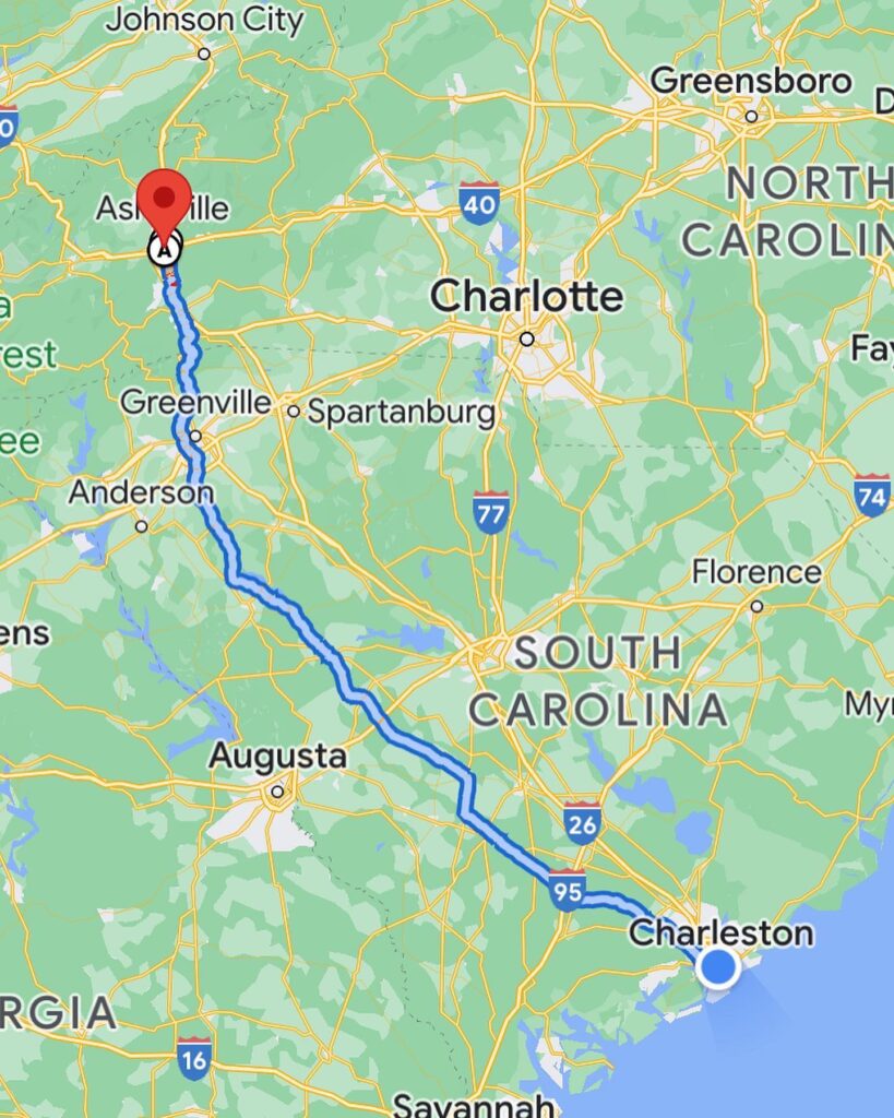 Day 4 and 5: Asheville NC to Charleston SC