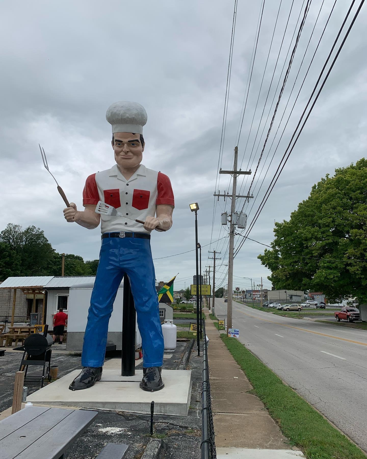 Route 66: Cuba to Carthage. Carl Muffler Man Chef, Springfield, MO