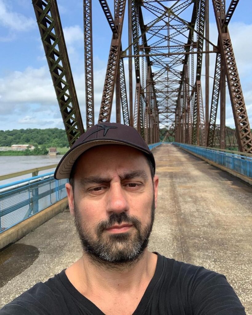 Route 66, Springfield to Cuba: me on the Old Chain of Rocks Bridge connecting IL to MO