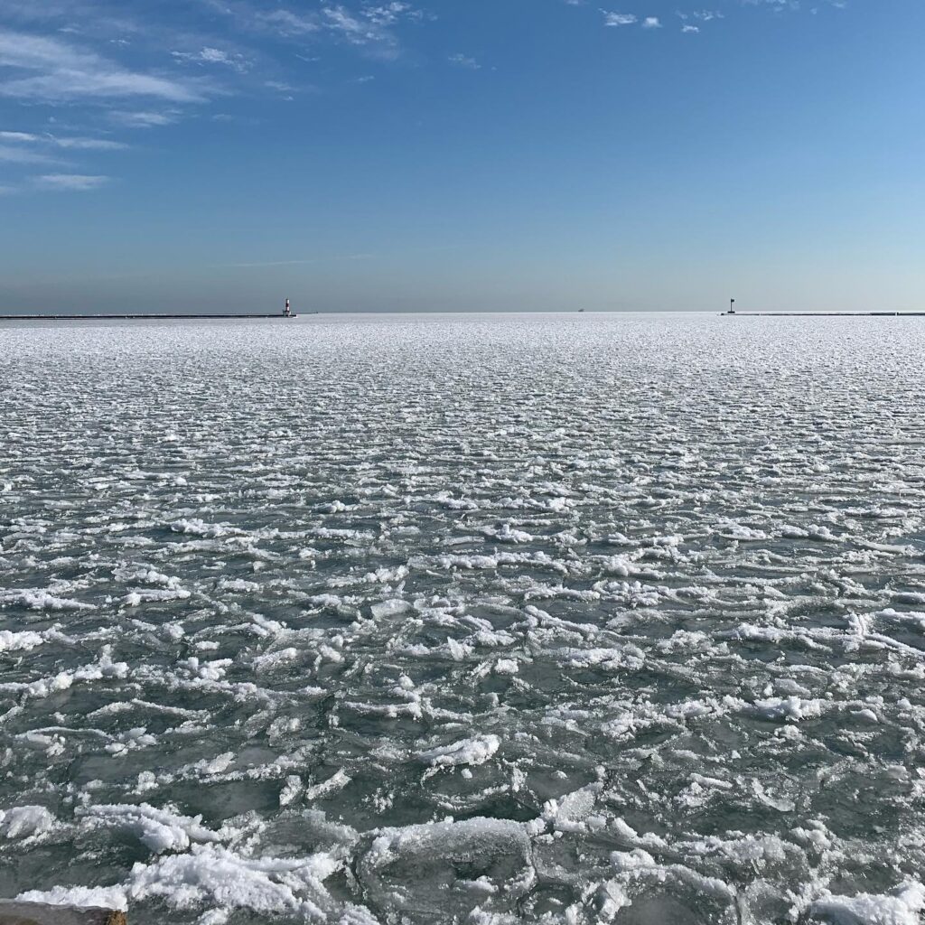 Winter in Chicago - Lake Michigan frozen from the Lakefront trail
