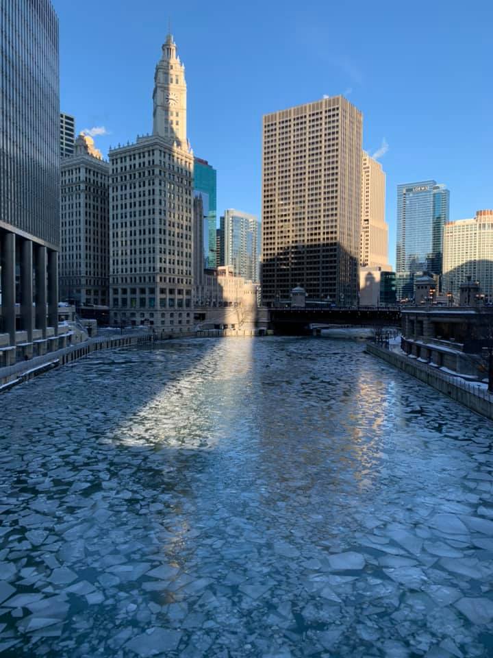 Winter in Chicago - The Chicago River frozen
